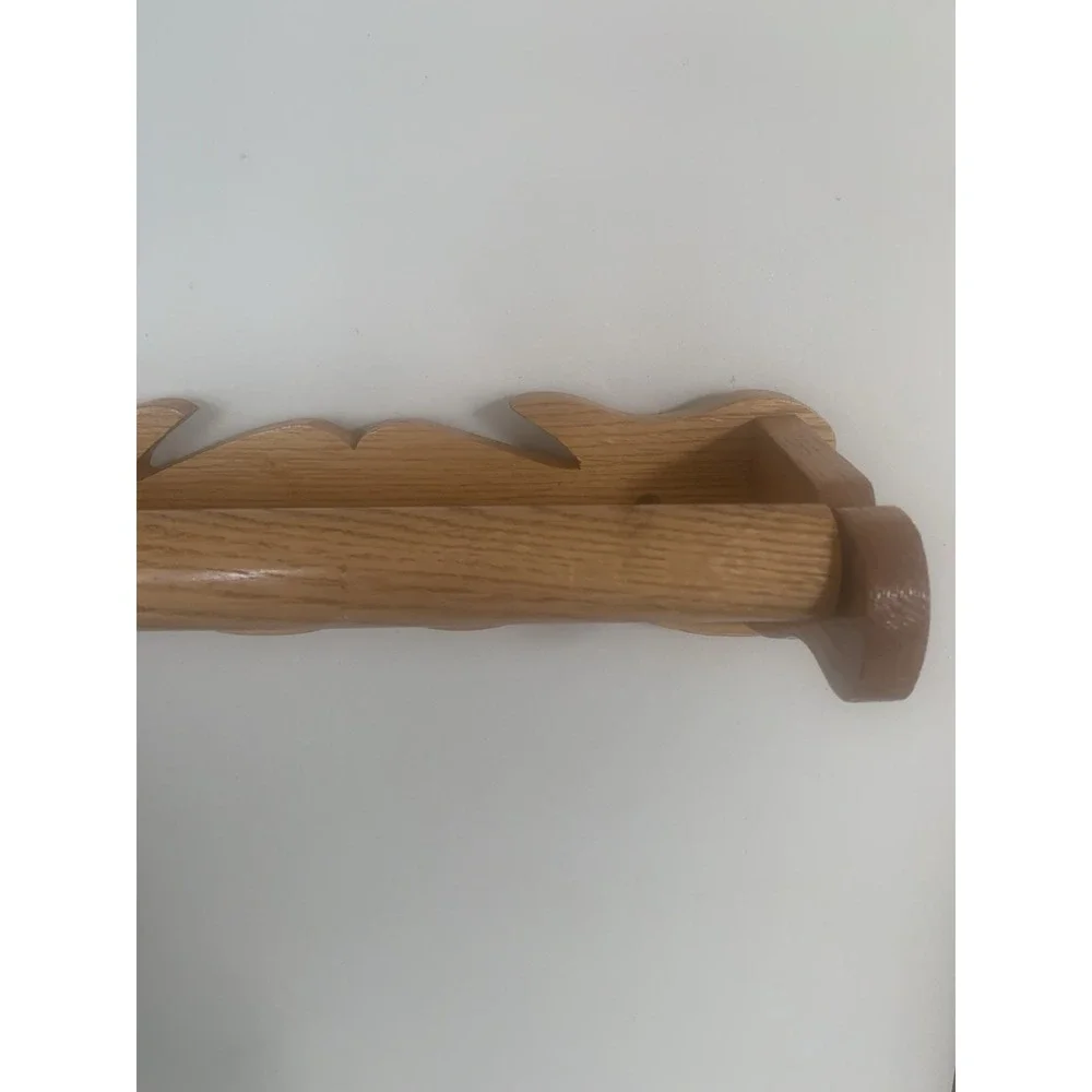 Vintage Wooden Oak Farmhouse Paper Towel Holder Wall Mount Rustic